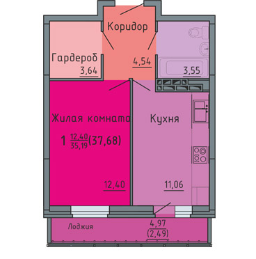 планировка квартиры 38 м2